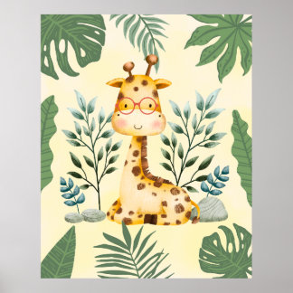 Poster du Décor de la Nourriture Giraffe Lunettes