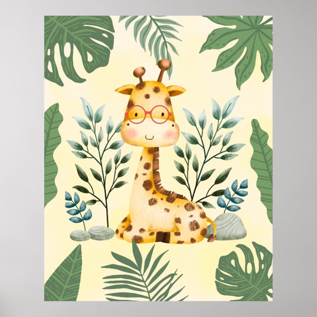 Poster du Décor de la Nourriture Giraffe Lunettes  (Devant)