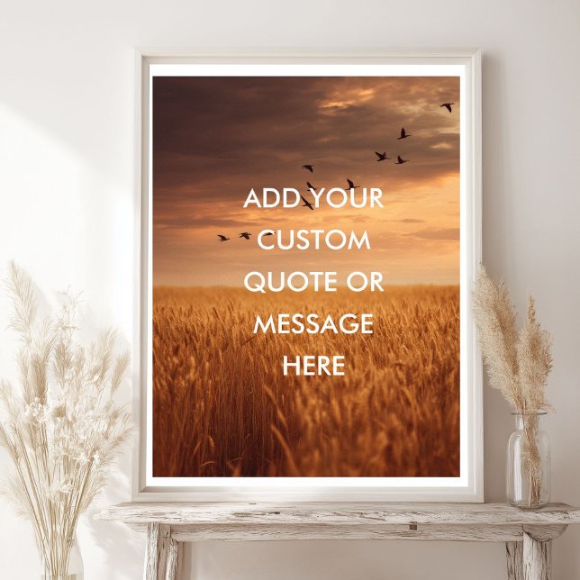 Poster du devis personnalisé sur le terrain du cou (Custom Quote Sunset Field Quote Poster)