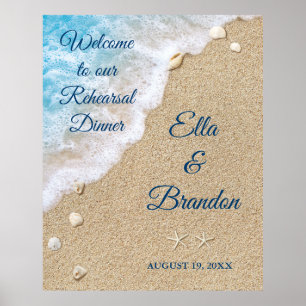 Poster du dîner de répétition Blue Beach Waves
