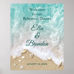 Poster du dîner de répétition des vagues de plage