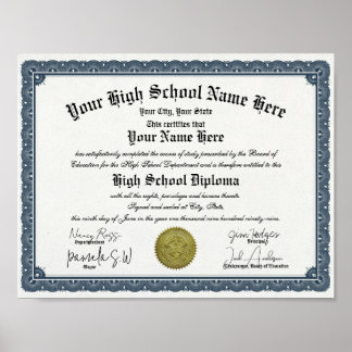 Poster du diplôme d'études secondaires ou d'études