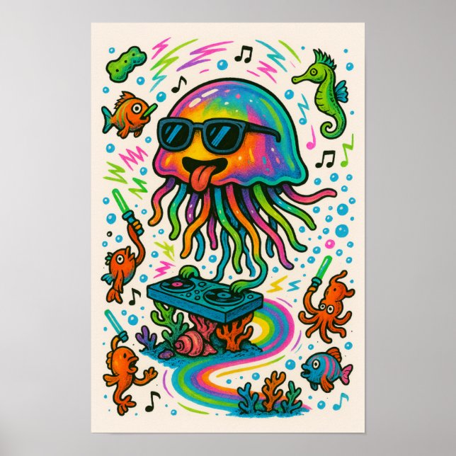 Poster du DJ Underwater Party de méduse (Devant)