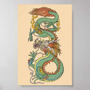 Poster du dragon chinois traditionnel