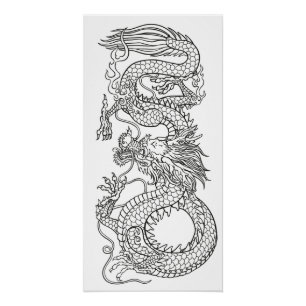 Poster du dragon chinois traditionnel