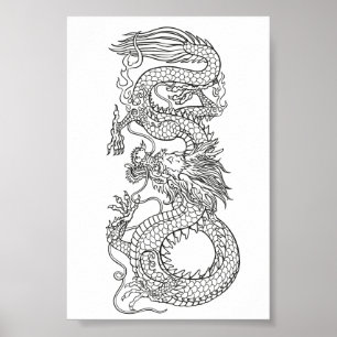 Poster du dragon chinois traditionnel
