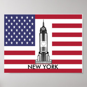 Poster du drapeau américain de New York
