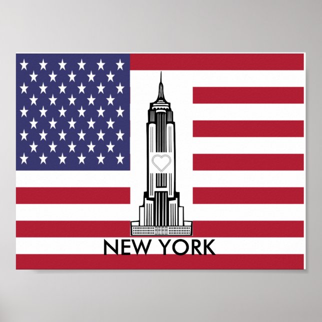 Poster du drapeau américain de New York (Devant)
