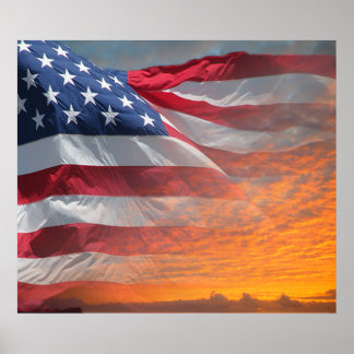 Poster du drapeau américain Sunrise