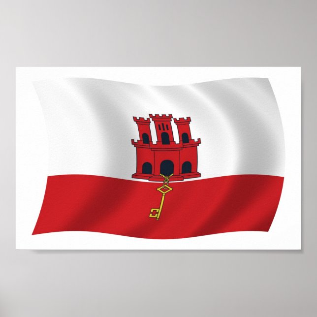 Poster du drapeau de Gibraltar (Devant)
