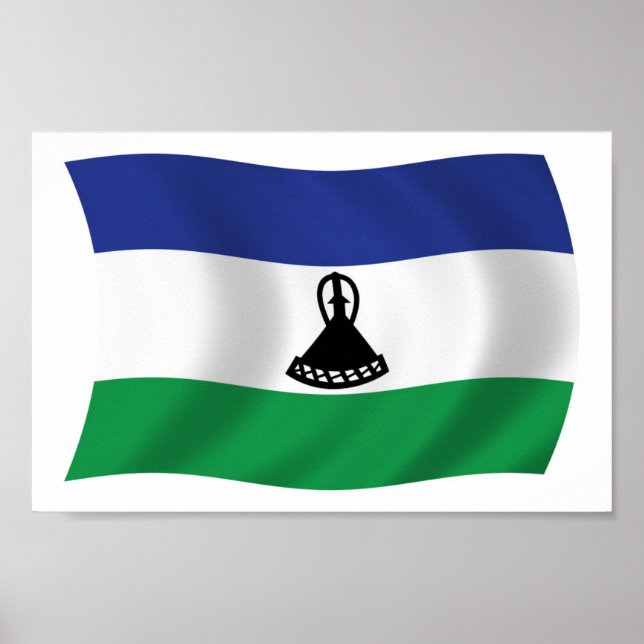 Poster du drapeau du Lesotho (Devant)