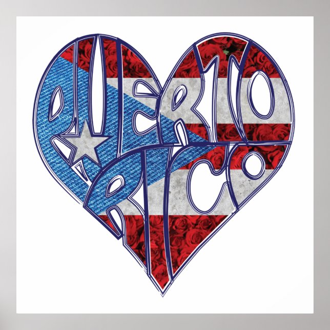 Poster du drapeau Porto Rico Love (Devant)