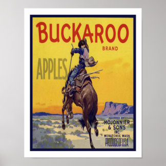 Poster du Étiquette "Buckaroo" Cowboy Vintage Frui