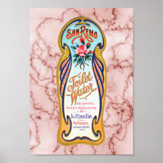 Poster du Étiquette vintage Floral Rose Toilet Wat