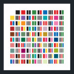 Poster du facteur premier - blanc<br><div class="desc">Les nombres 1-100, se divisent en leurs facteurs principaux uniques. Chaque prime se voit attribuer sa propre couleur, puis chaque numéro est représenté avec la combinaison de blocs colorés correspondant aux nombres premiers dont le produit est égal à ce nombre. Le résultat est un motif géométrique très structuré mais complexe...</div>