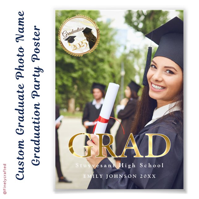 Poster du Graduate sur mesure Nom de la photo Grad (Créateur téléchargé)