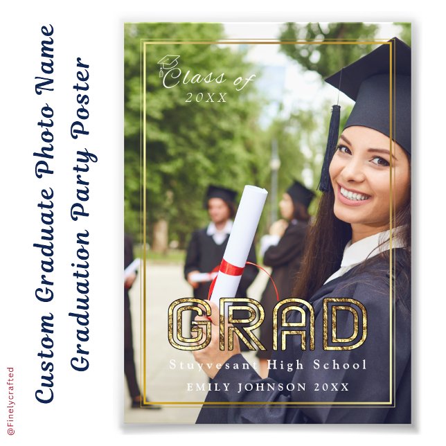 Poster du Graduate sur mesure Nom de la photo Grad (Créateur téléchargé)