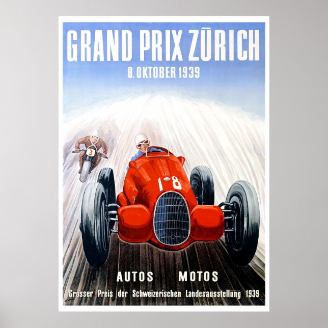 Poster du Grand Prix de Zurich 1939 (Devant)