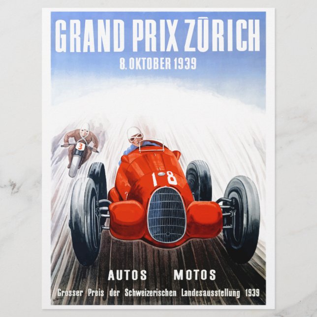 Poster du Grand Prix de Zurich 1939 (Devant)