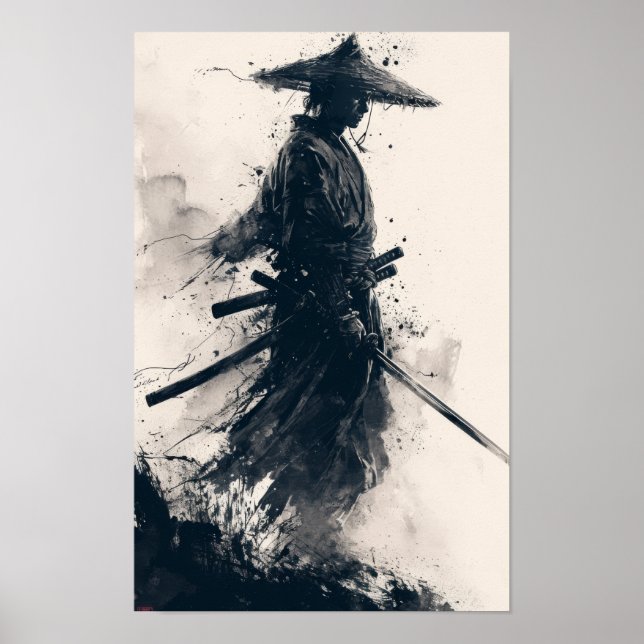 Poster du guerrier samouraï debout sur scène (Devant)