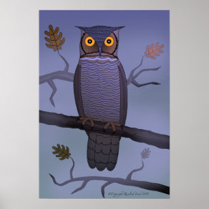 Poster du hibou sur la branche
