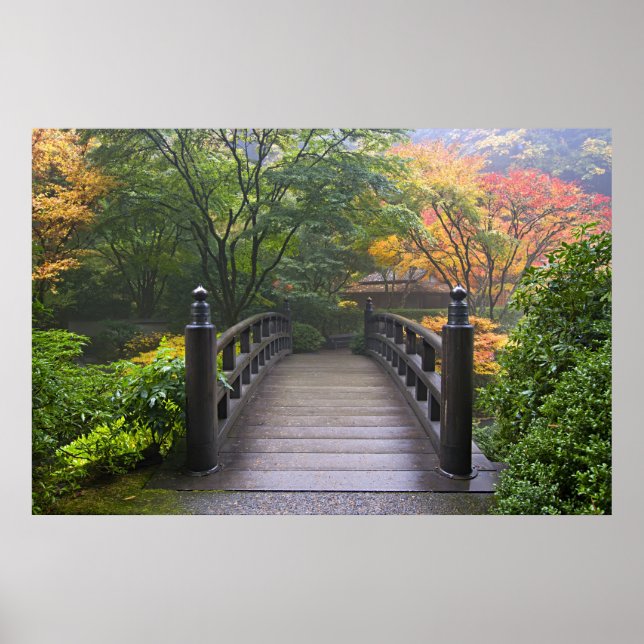 Poster du Jardin Japonais sur le pont en bois (Devant)