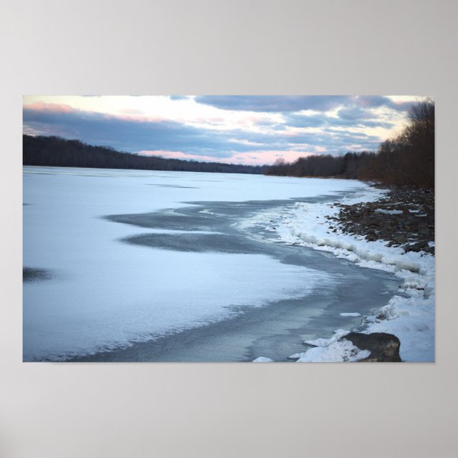 Poster du lac gelé avec des rochers (Devant)