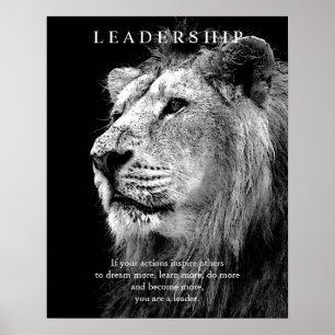 Poster du lion de leadership motivationnel tendanc