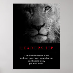 Poster du lion de leadership motivationnel tendanc