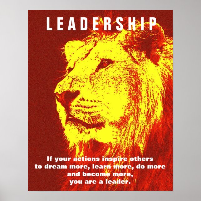 Poster du lion de leadership Motivationniste Jaune (Devant)