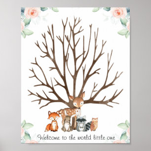 Poster du livre d'or Pink Floral Woodland