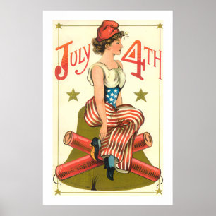 Poster du logo 4 juillet vintage