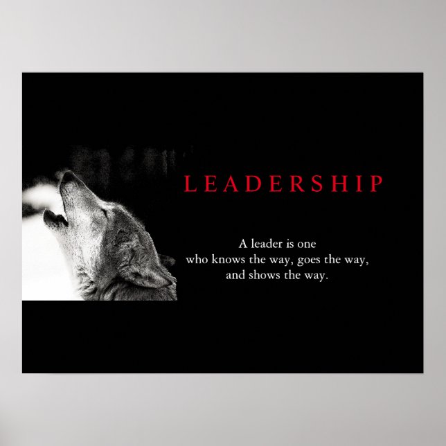 Poster du loup de leadership motivationnel noir bl (Devant)