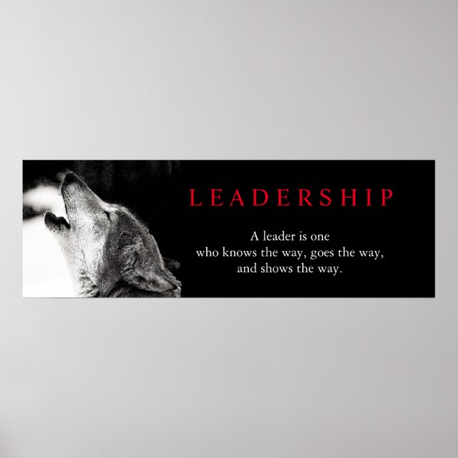 Poster du loup de leadership motivationnel noir bl (Devant)