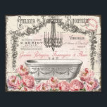 Poster du lustre français Victorian Bathbath Peoni<br><div class="desc">Poster du chandelier Victorian Bathbath Peonies sur l'affiche de l'arrière - plan en bois crème en détresse ! Horizontal 10 po x 8 po</div>