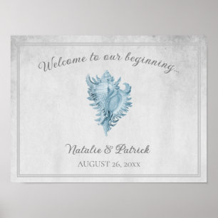 Poster du Mariage Blue Conch Shell