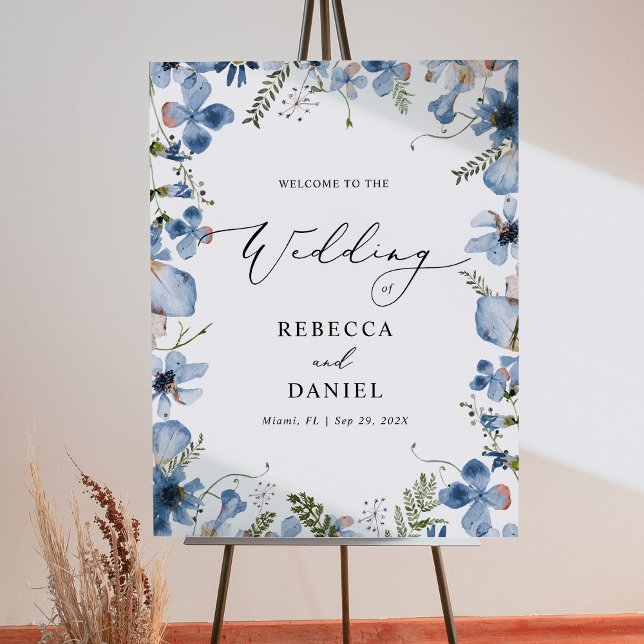 Poster du Mariage Boho Fleur sauvage en Aquarelle  (Créateur téléchargé)