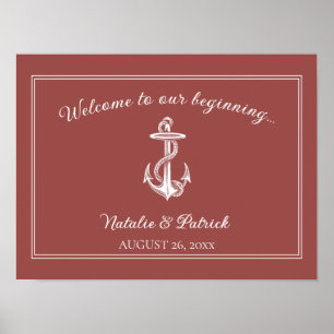 Poster du Mariage d'Ancres nautiques en terre cuit