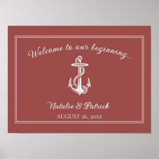 Poster du Mariage d'Ancres nautiques en terre cuit