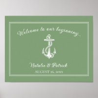 Poster du Mariage d'Ancres nautiques Moss Green