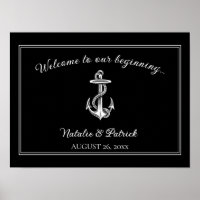 Poster du Mariage d'Ancres nautiques noir