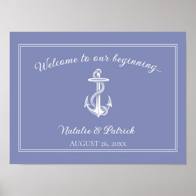 Poster du Mariage d'Ancres nautiques Periwinkle (Devant)