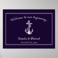 Poster du Mariage d'Ancres nautiques violet