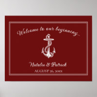 Poster du Mariage d'Ancres Red Nautical