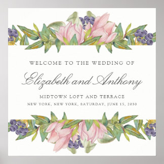 Poster du Mariage de couleur douce Magnolia