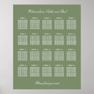 Poster du Mariage de table Sage Green 20