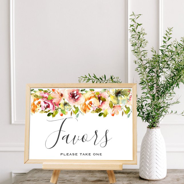 Poster du Mariage Floral de jardin d'été (Summer Garden Watercolor Floral Wedding Poster)