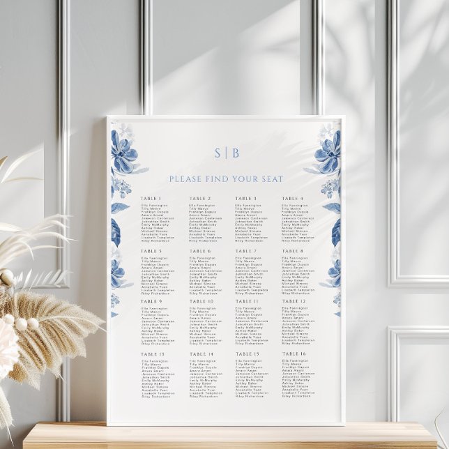 Poster du Mariage Floral Toile Blue (Créateur téléchargé)