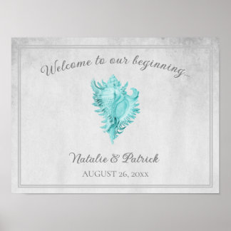 Poster du Mariage turquoise Conch Shell