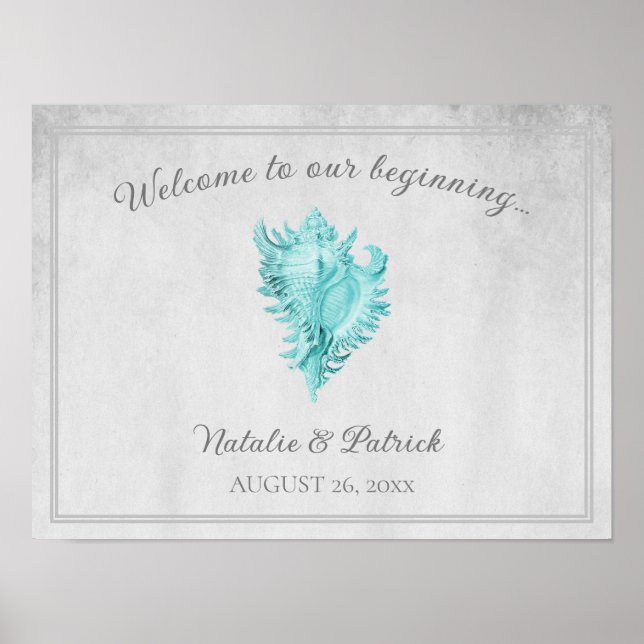 Poster du Mariage turquoise Conch Shell (Devant)
